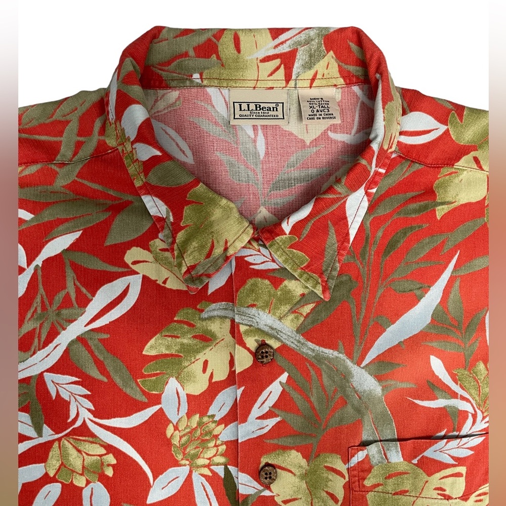L. L. Bean Mens Hawaiian Shirt Vacation Size XL Tall